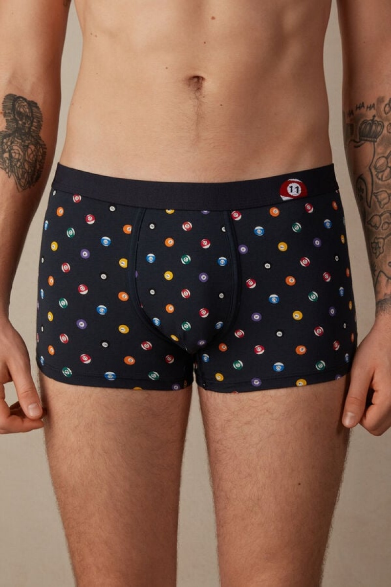 Boxer Barbati Intimissimi Billiard in Stretch Supima® Bumbac Albastri | RO NB2640