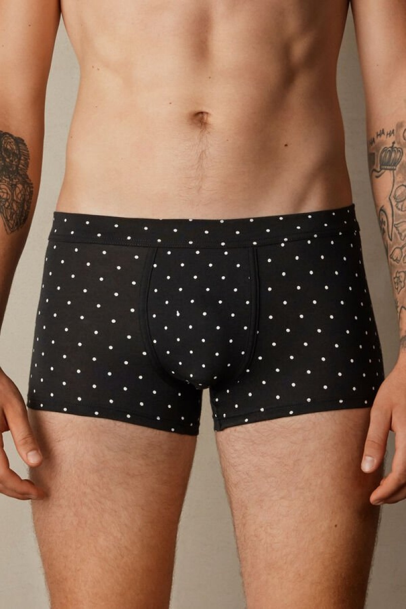 Boxer Barbati Intimissimi Dotted in Stretch Supima® Bumbac Negrii | RO SO2600