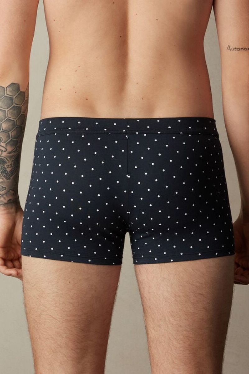 Boxer Barbati Intimissimi Dotted in Stretch Supima® Bumbac Albastri | RO TV2652