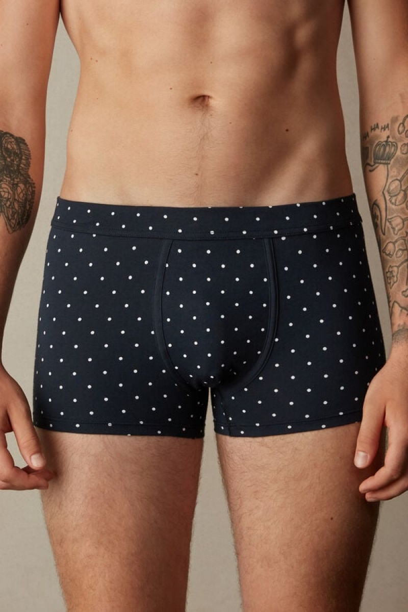 Boxer Barbati Intimissimi Dotted in Stretch Supima® Bumbac Albastri | RO TV2652