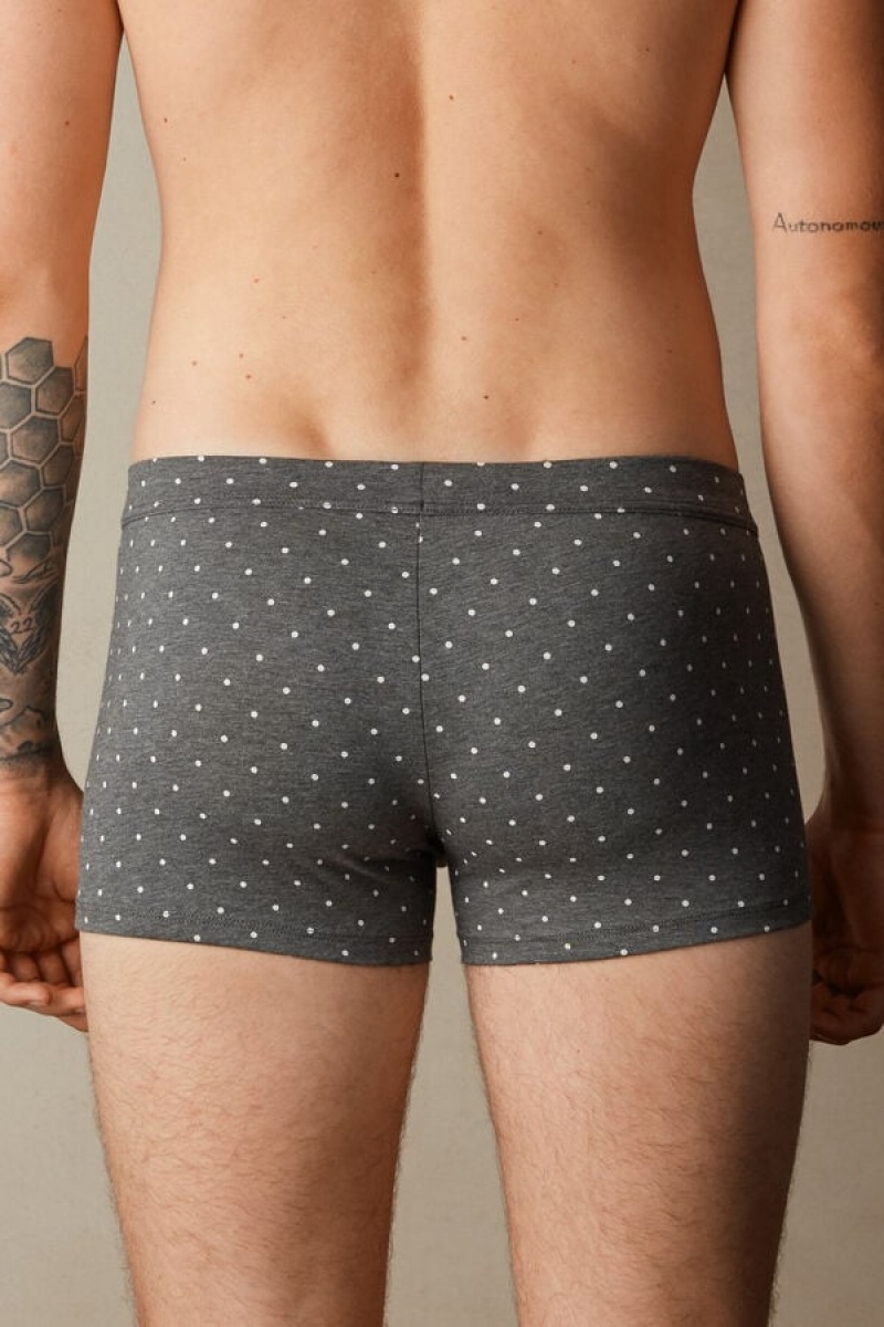 Boxer Barbati Intimissimi Dotted in Stretch Supima® Bumbac Gri Inchis | RO NB2658