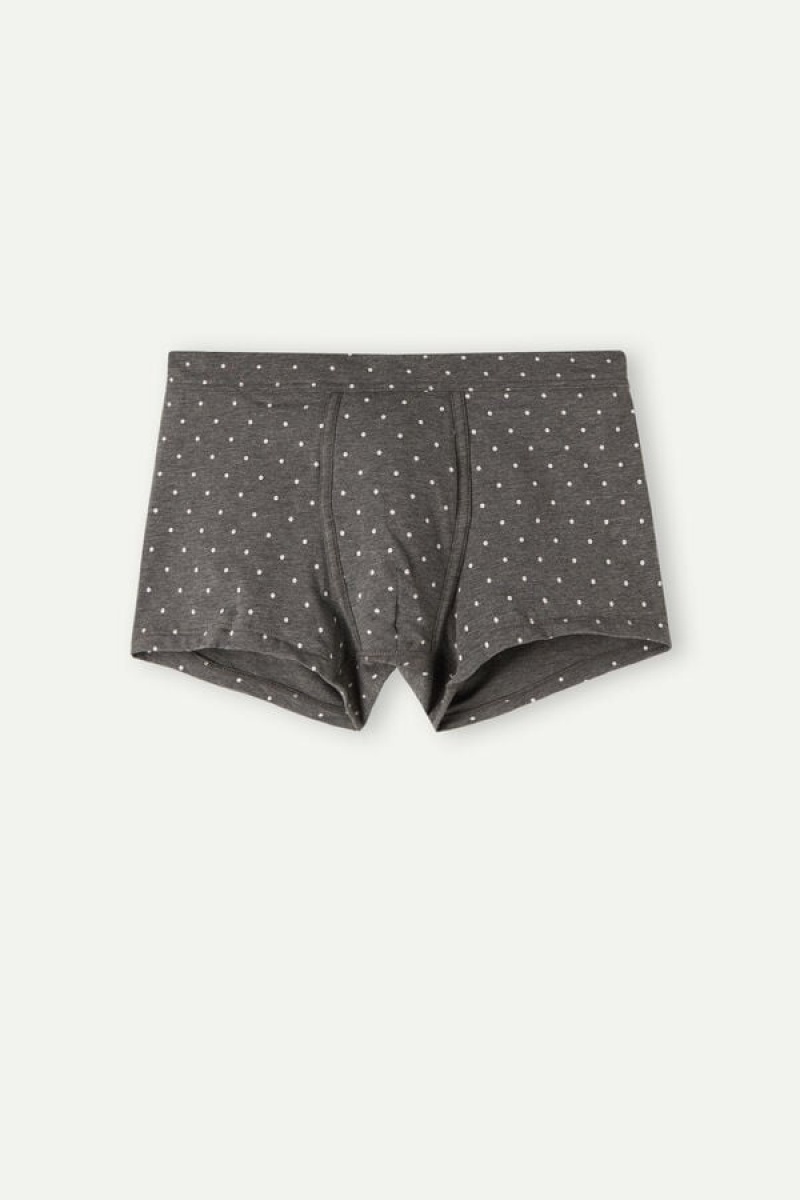 Boxer Barbati Intimissimi Dotted in Stretch Supima® Bumbac Gri Inchis | RO NB2658