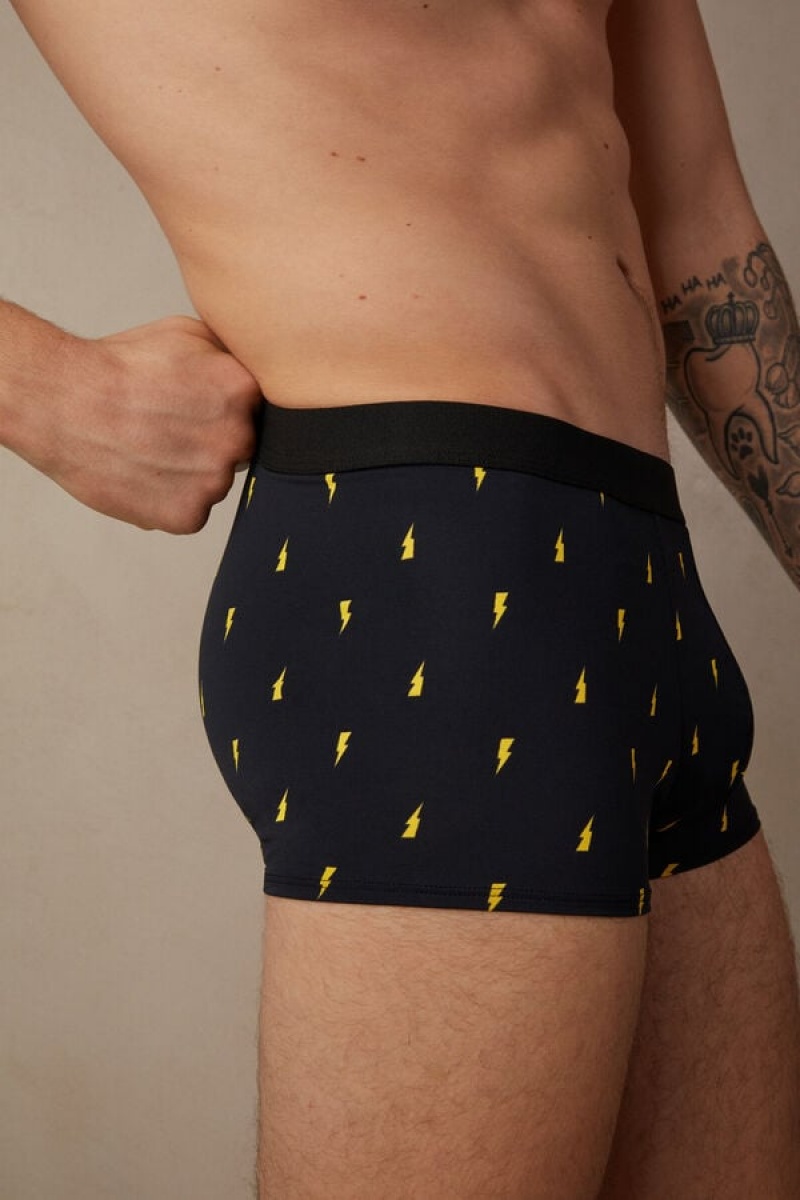 Boxer Barbati Intimissimi Lightning Bolt in Microfiber Negrii | RO EX2654