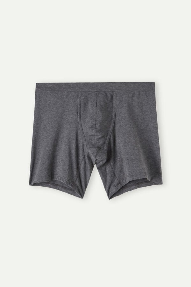 Boxer Barbati Intimissimi Long in Stretch Supima® Bumbac Gri Inchis | RO AP2628