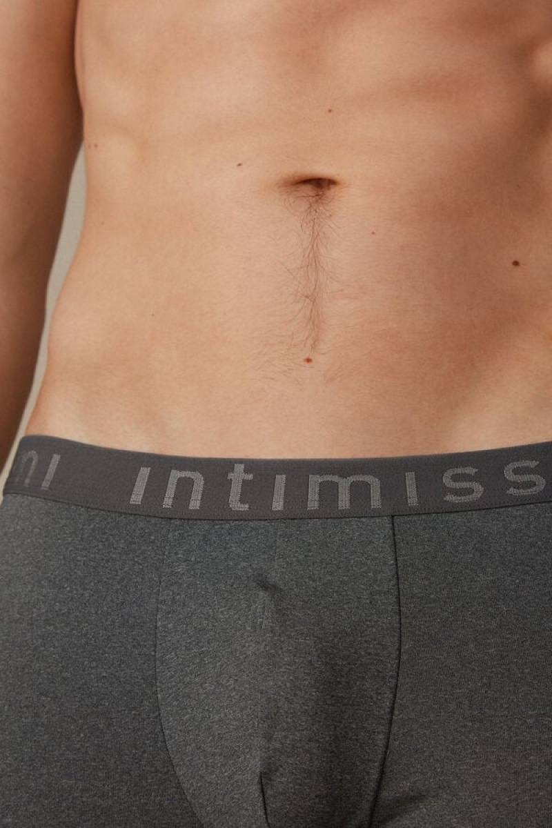 Boxer Barbati Intimissimi Microfiber Logo Shorts Gri Inchis | RO FM2572