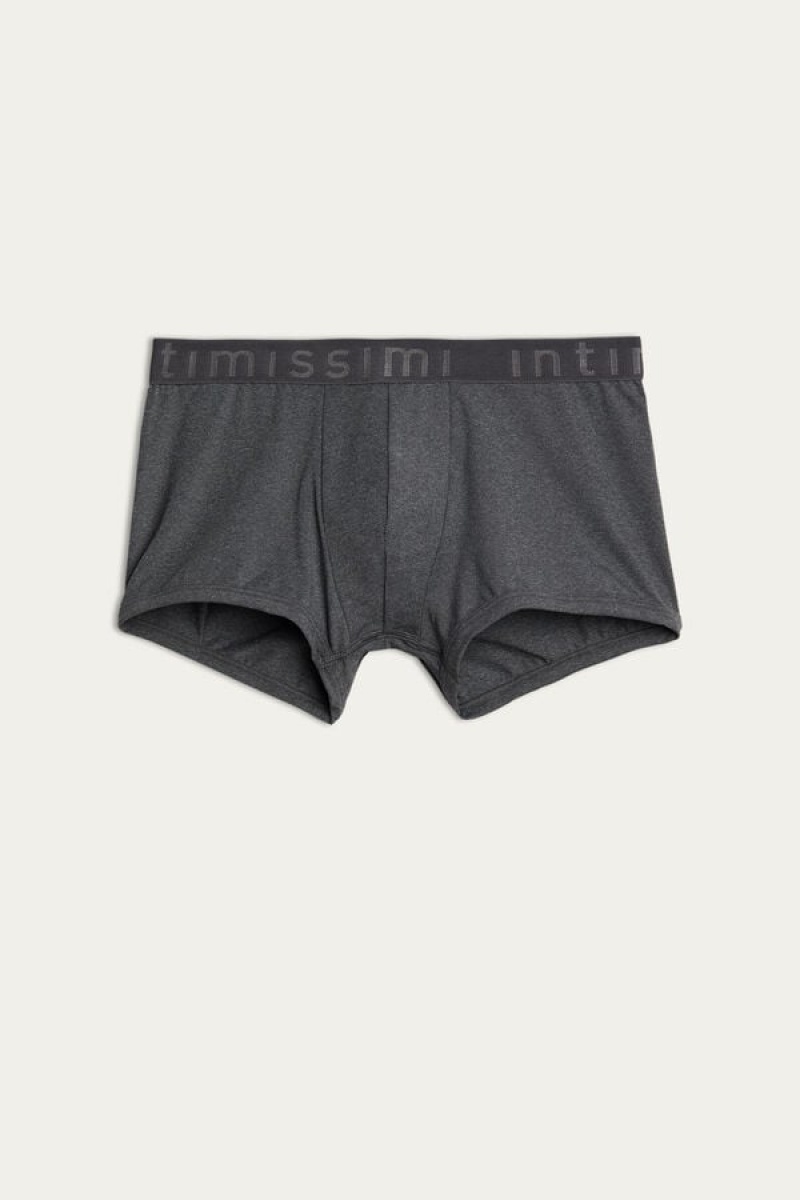 Boxer Barbati Intimissimi Microfiber Logo Shorts Gri Inchis | RO FM2572