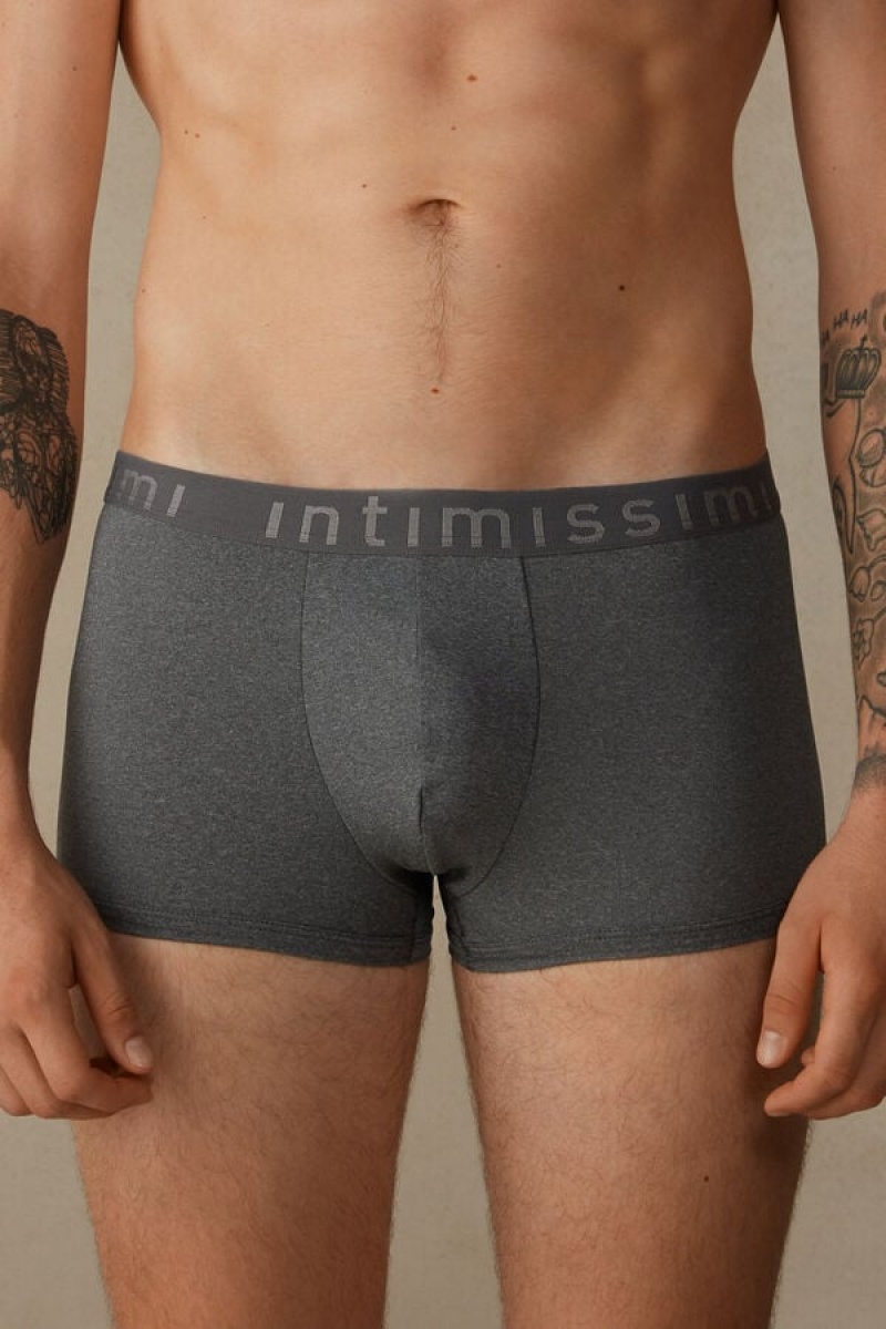 Boxer Barbati Intimissimi Microfiber Logo Shorts Gri Inchis | RO FM2572