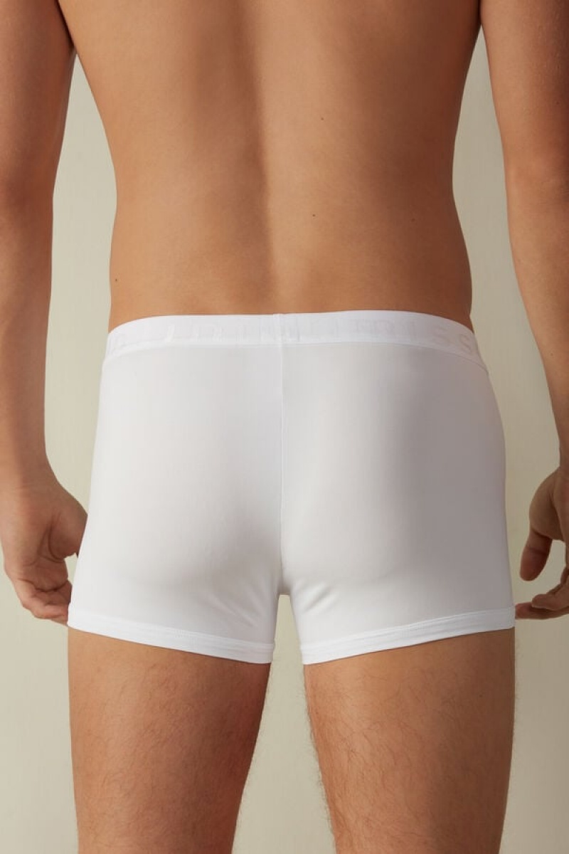 Boxer Barbati Intimissimi Microfiber Logo Shorts Albi | RO WY2584