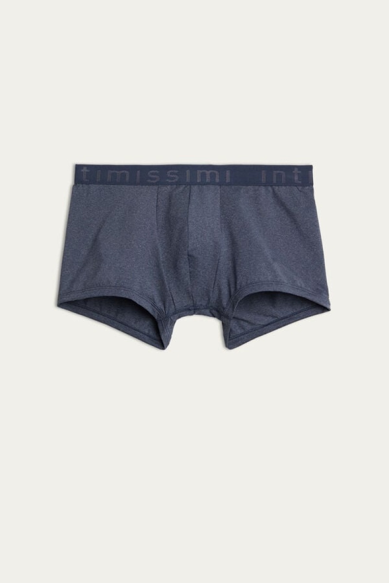 Boxer Barbati Intimissimi Microfiber Logo Shorts Albastri | RO ZG2592