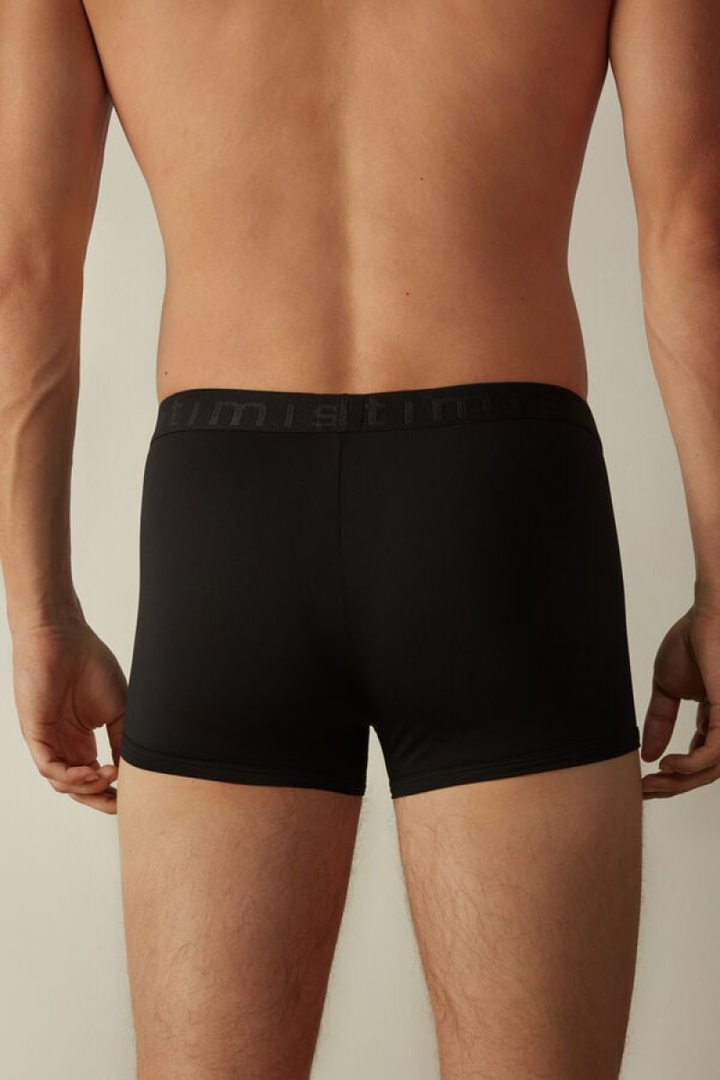 Boxer Barbati Intimissimi Microfiber Logo Shorts Negrii | RO QZ2611