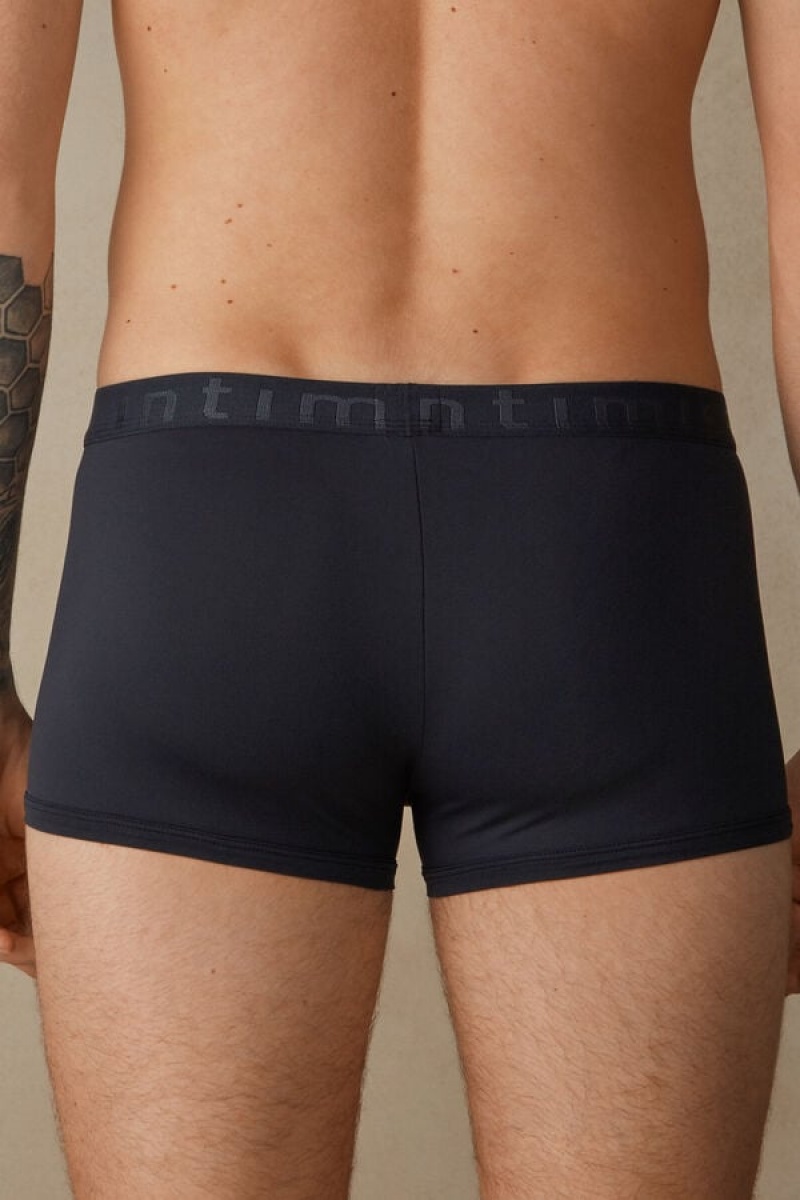 Boxer Barbati Intimissimi Microfiber Logo Shorts Albastri | RO CE2616