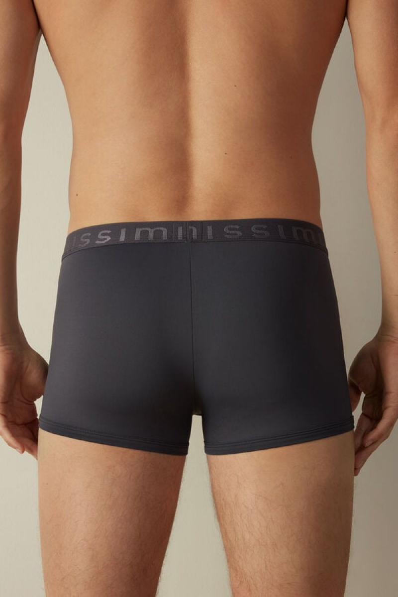 Boxer Barbati Intimissimi Microfiber Logo Shorts Gri | RO HK2622