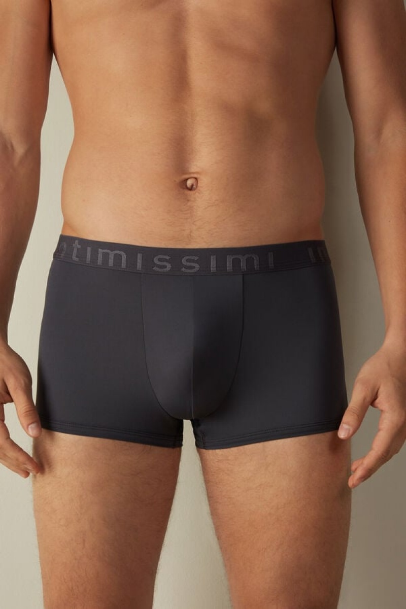 Boxer Barbati Intimissimi Microfiber Logo Shorts Gri | RO HK2622