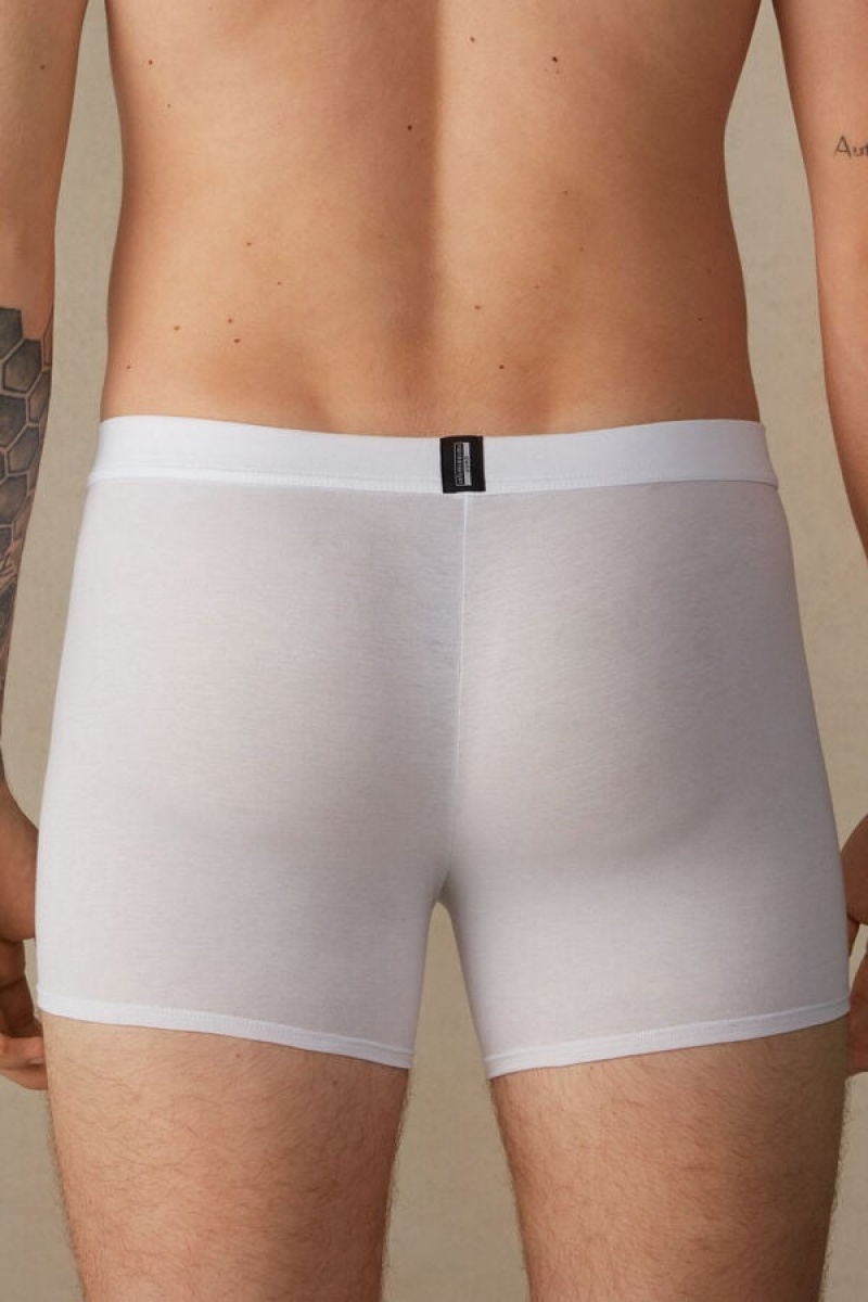 Boxer Barbati Intimissimi Natural Fresh Supima® Bumbac Albi Albastri | RO MA2586