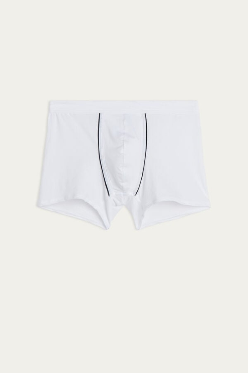 Boxer Barbati Intimissimi Natural Fresh Supima® Bumbac Albi Albastri | RO MA2586