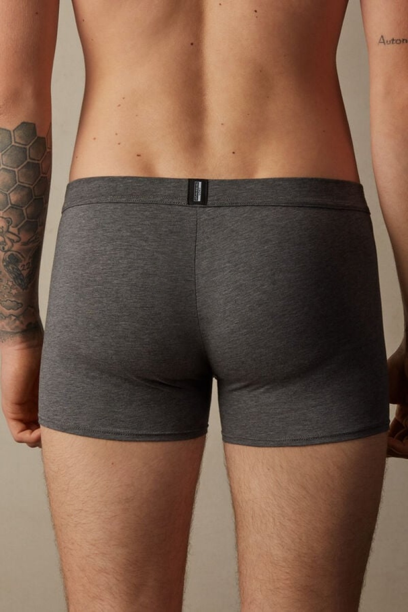 Boxer Barbati Intimissimi Natural Fresh Supima® Bumbac Gri Inchis Albastri | RO XF2591