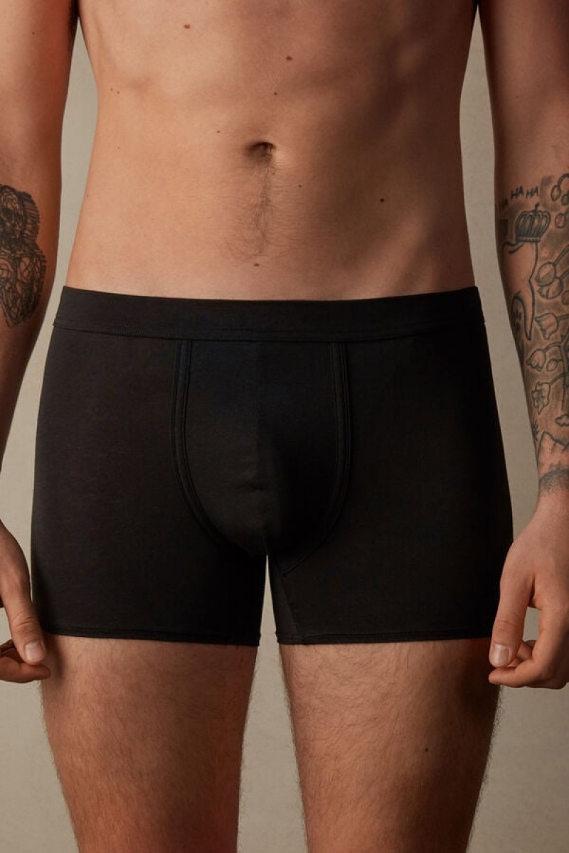 Boxer Barbati Intimissimi Natural Fresh Supima® Bumbac Negrii | RO ZG2663