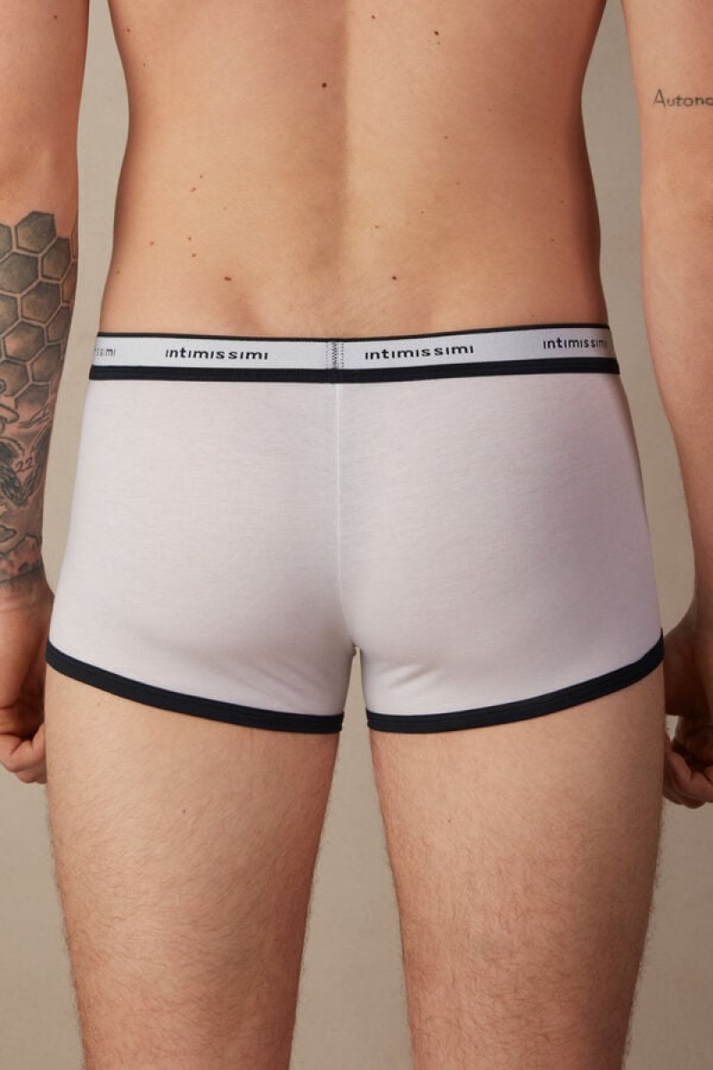 Boxer Barbati Intimissimi Natural Fresh Supima® Bumbac with Logo Albi Albastri | RO LH2664