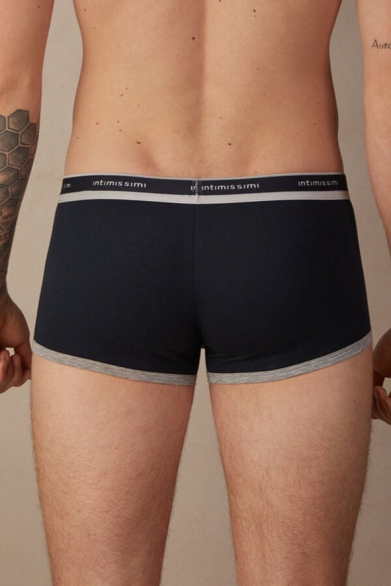 Boxer Barbati Intimissimi Natural Fresh Supima® Bumbac with Logo Albastri Gri Deschis | RO JJ2666