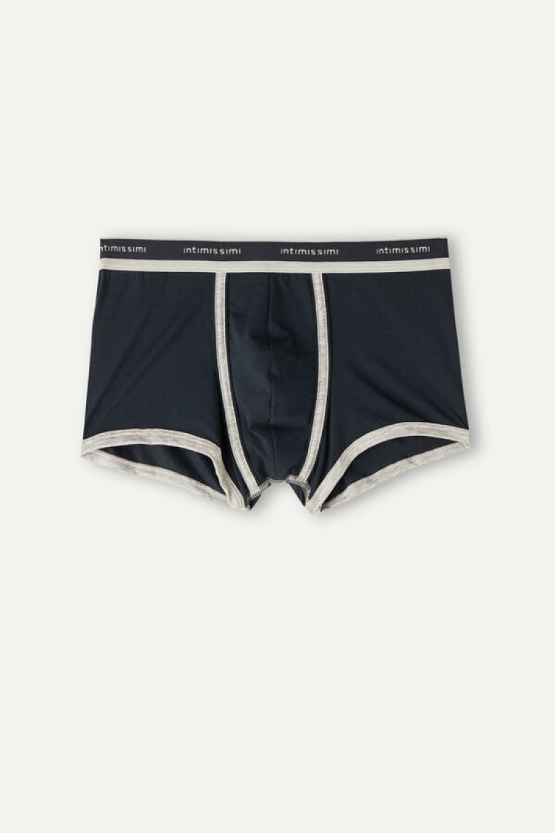 Boxer Barbati Intimissimi Natural Fresh Supima® Bumbac with Logo Albastri Gri Deschis | RO JJ2666