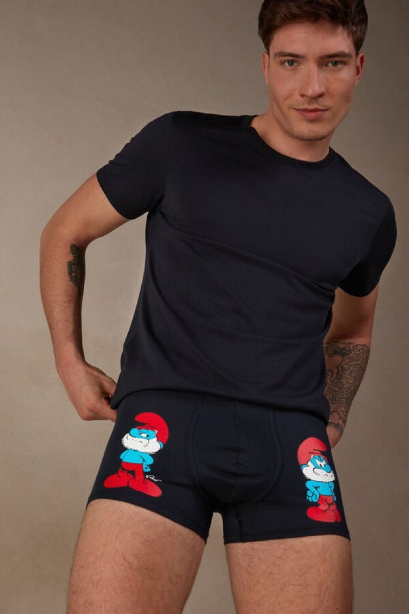 Boxer Barbati Intimissimi Papa Smurf in Stretch Supima® Bumbac Albastri | RO SO2645