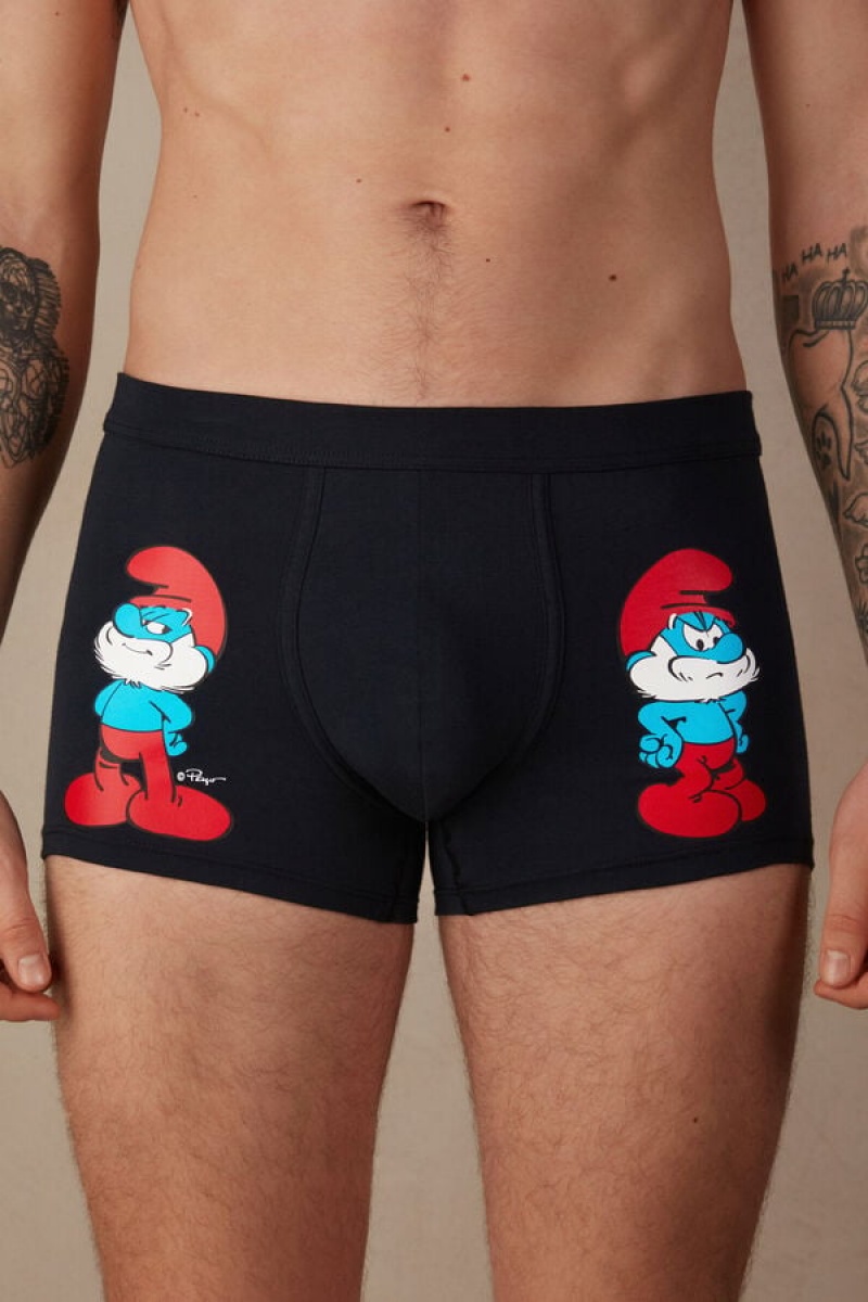 Boxer Barbati Intimissimi Papa Smurf in Stretch Supima® Bumbac Albastri | RO SO2645