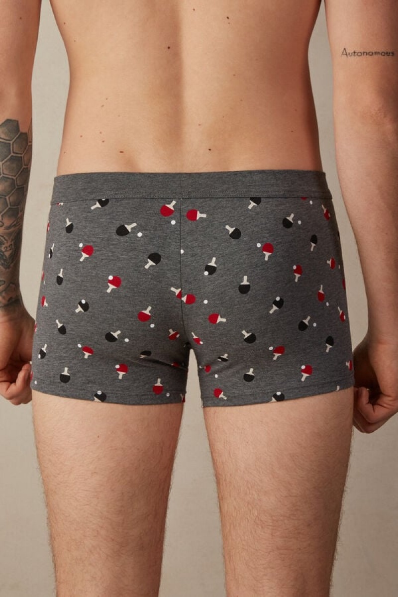 Boxer Barbati Intimissimi Ping Pong in Stretch Supima® Bumbac Gri Inchis | RO BC2659