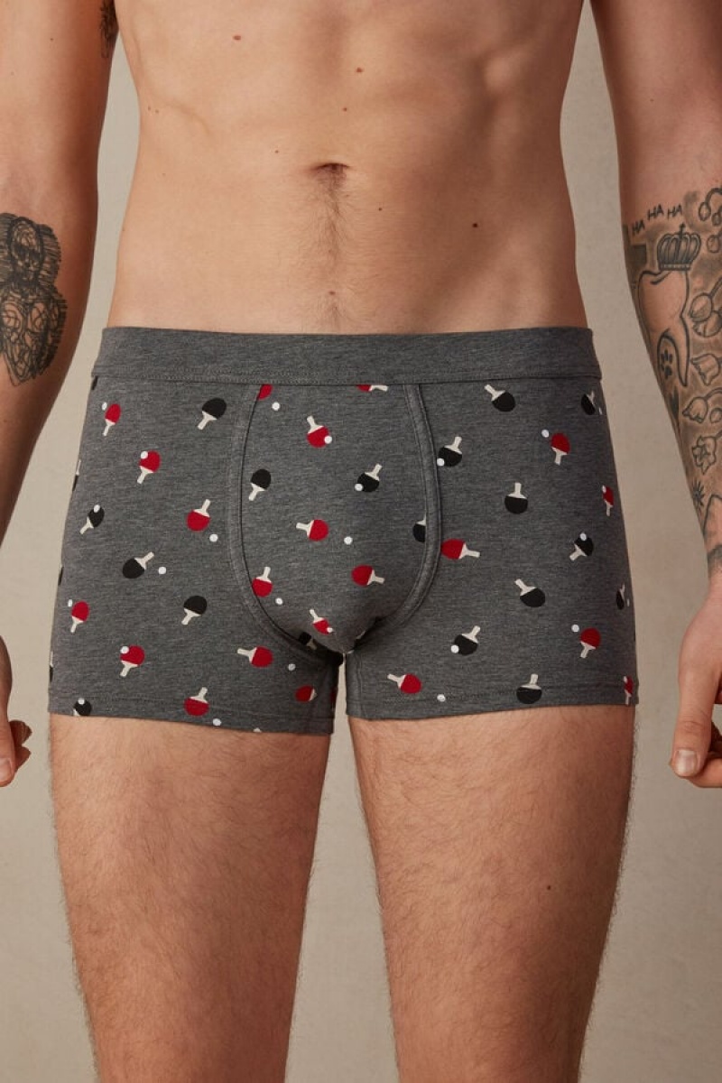 Boxer Barbati Intimissimi Ping Pong in Stretch Supima® Bumbac Gri Inchis | RO BC2659