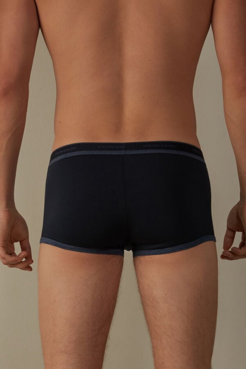 Boxer Barbati Intimissimi Stretch Supima® Bumbac Shorts with Logo Detail Albastri | RO VD2589