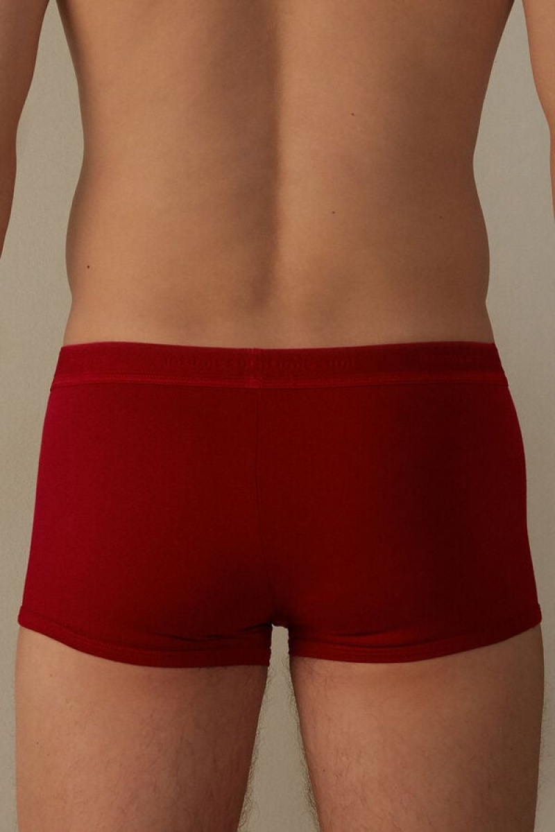 Boxer Barbati Intimissimi Stretch Supima® Bumbac Shorts with Logo Detail Rosii Rosii | RO WY2610