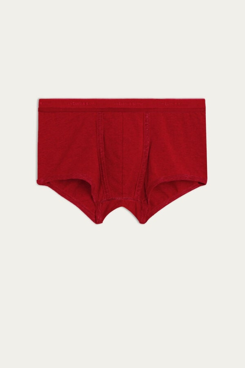 Boxer Barbati Intimissimi Stretch Supima® Bumbac Shorts with Logo Detail Rosii Rosii | RO WY2610