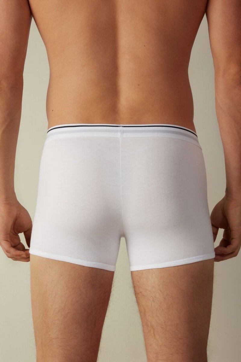 Boxer Barbati Intimissimi Supima® Bumbac Albi Albastri | RO OR2577