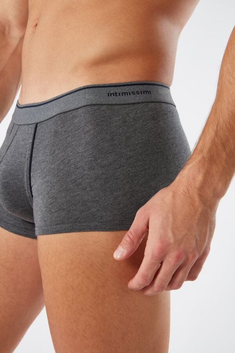 Boxer Barbati Intimissimi Supima® Bumbac Gri Inchis Albastri | RO IS2578