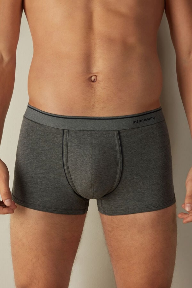 Boxer Barbati Intimissimi Supima® Bumbac Gri Inchis Albastri | RO IS2578