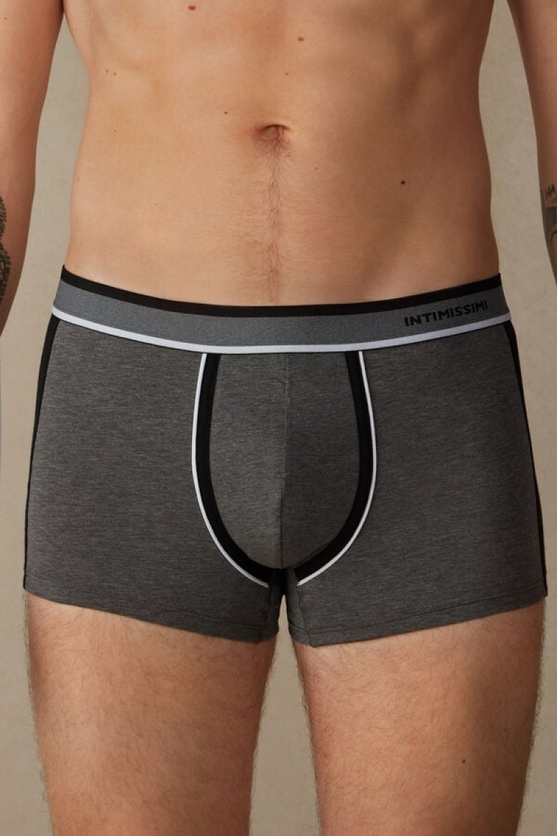 Boxer Barbati Intimissimi Two-tone in Stretch Supima® Bumbac Gri Inchis Negrii | RO YU2580