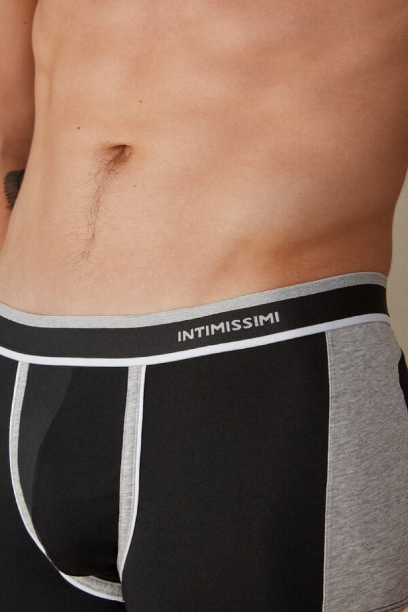 Boxer Barbati Intimissimi Two-tone in Stretch Supima® Bumbac Negrii Gri Deschis | RO TV2581