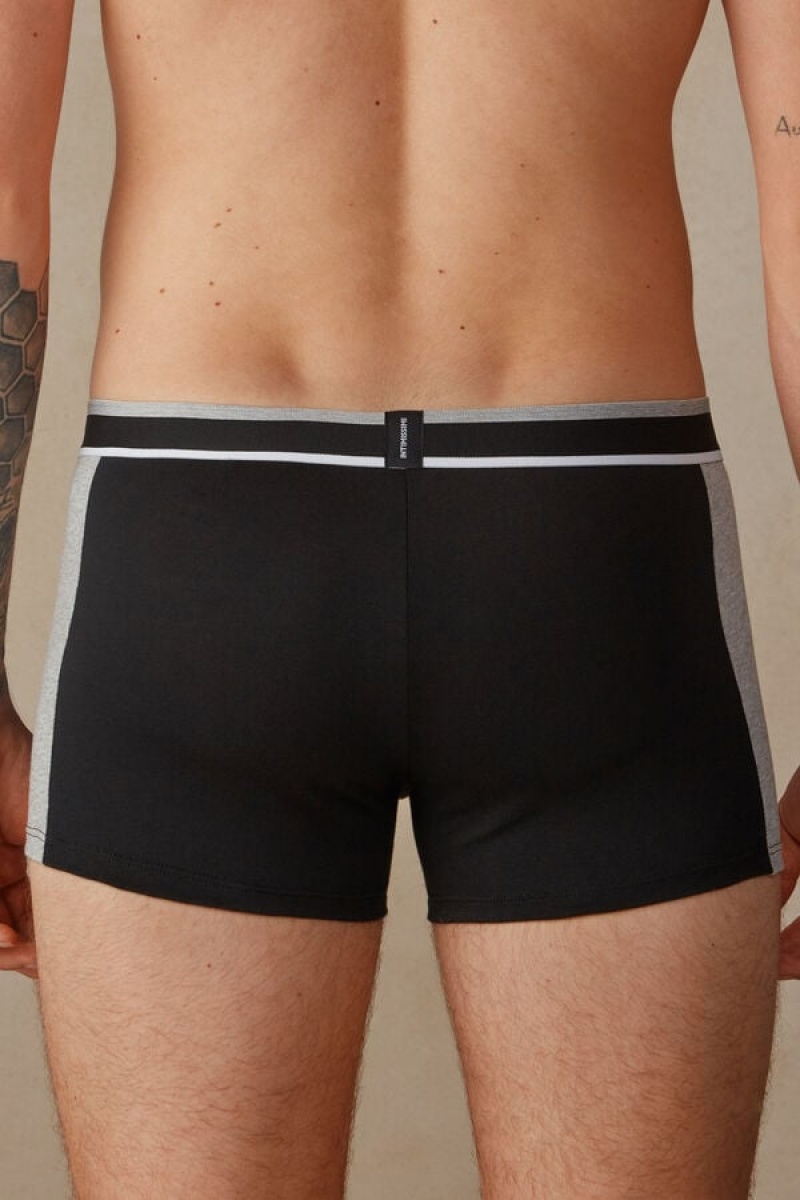 Boxer Barbati Intimissimi Two-tone in Stretch Supima® Bumbac Negrii Gri Deschis | RO TV2581