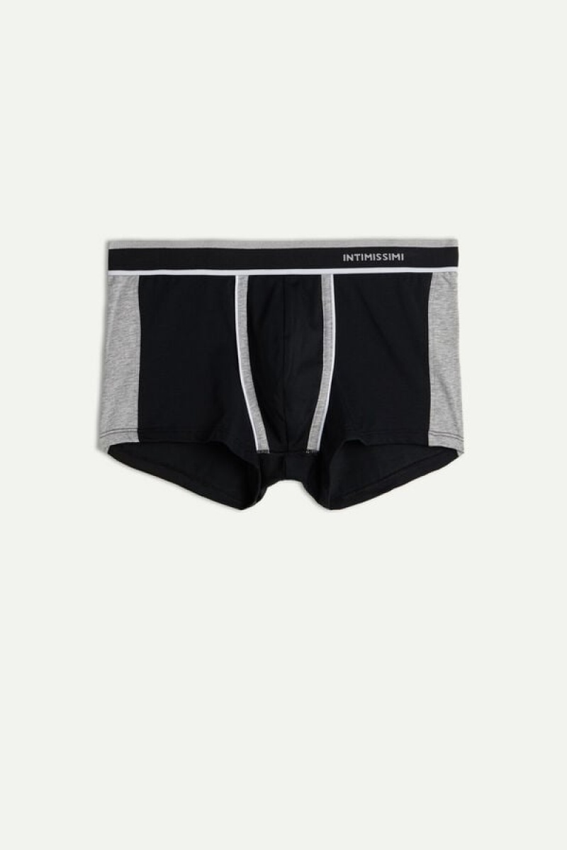 Boxer Barbati Intimissimi Two-tone in Stretch Supima® Bumbac Negrii Gri Deschis | RO TV2581