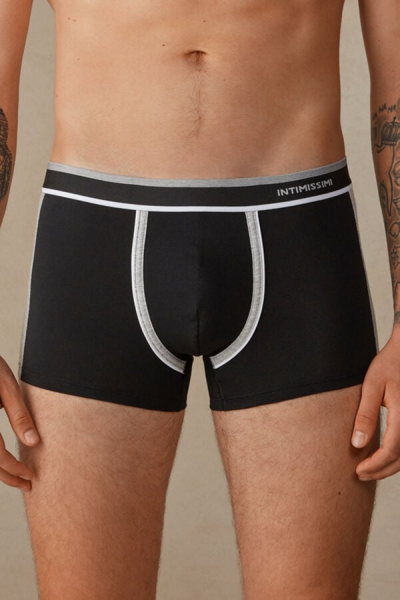 Boxer Barbati Intimissimi Two-tone in Stretch Supima® Bumbac Negrii Gri Deschis | RO TV2581