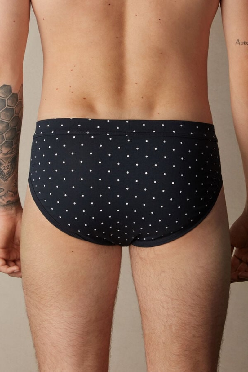 Chiloți Barbati Intimissimi Dotted in Stretch Supima® Bumbac Albastri | RO AP2717