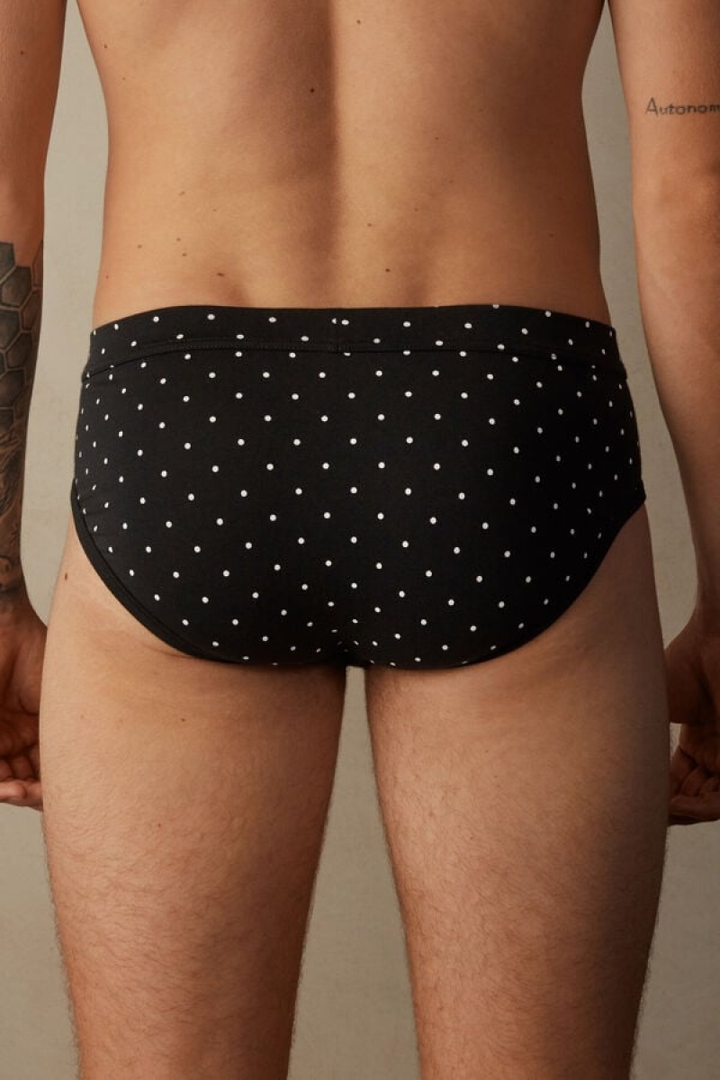 Chiloți Barbati Intimissimi Dotted in Stretch Supima® Bumbac Negrii | RO IS2720