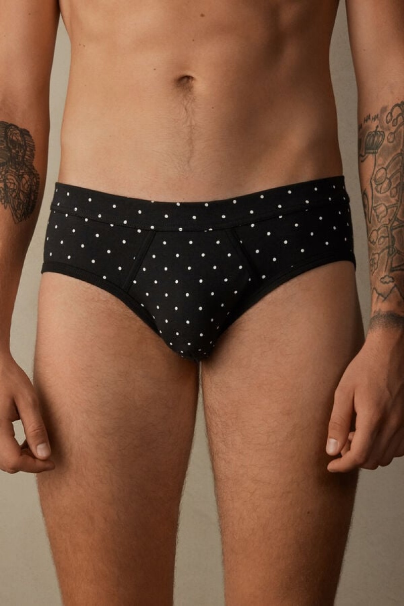 Chiloți Barbati Intimissimi Dotted in Stretch Supima® Bumbac Negrii | RO IS2720