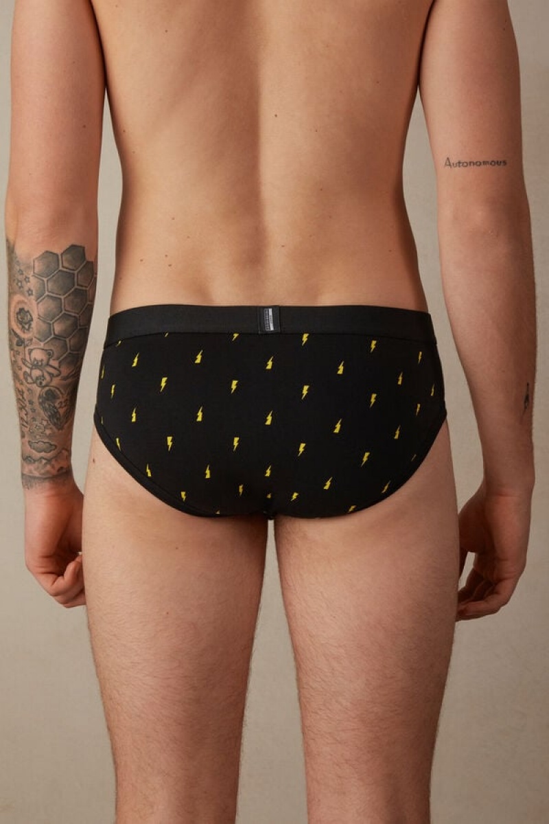 Chiloți Barbati Intimissimi Lightning Bolt in Stretch Supima® Bumbac Negrii | RO UT2721