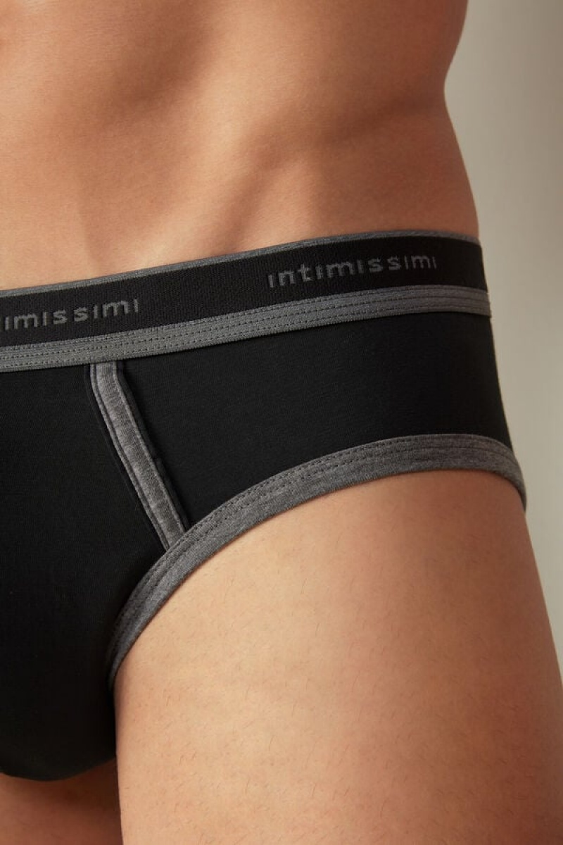 Chiloți Barbati Intimissimi Stretch Supima® Bumbac with Logo Detail Negrii Gri Inchis | RO NB2684