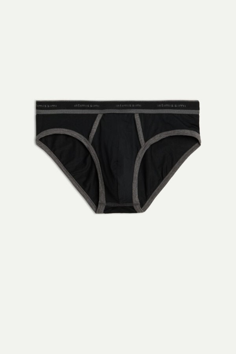 Chiloți Barbati Intimissimi Stretch Supima® Bumbac with Logo Detail Negrii Gri Inchis | RO NB2684