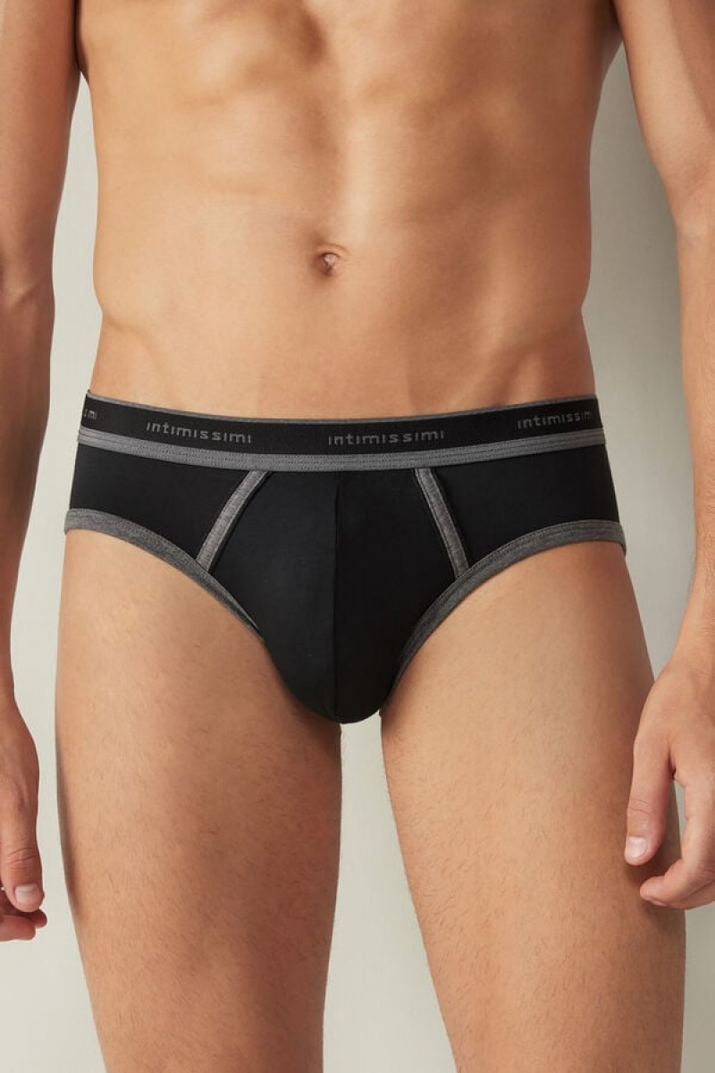 Chiloți Barbati Intimissimi Stretch Supima® Bumbac with Logo Detail Negrii Gri Inchis | RO NB2684