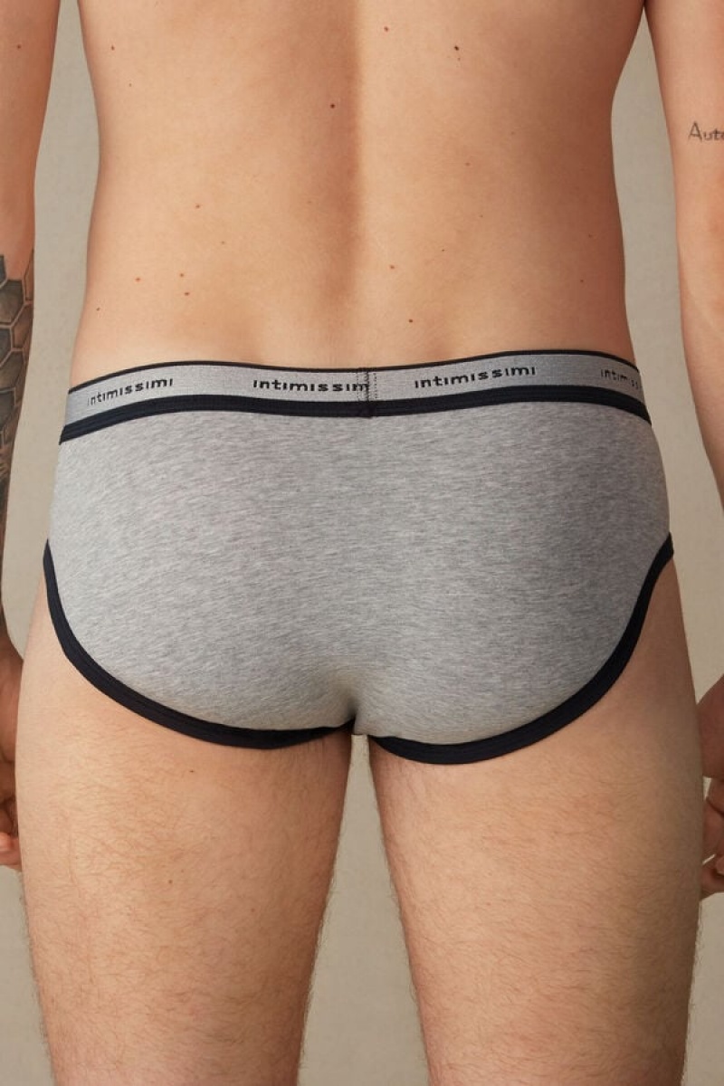 Chiloți Barbati Intimissimi Stretch Supima® Bumbac with Logo Detail Gri Deschis Albastri | RO BC2685