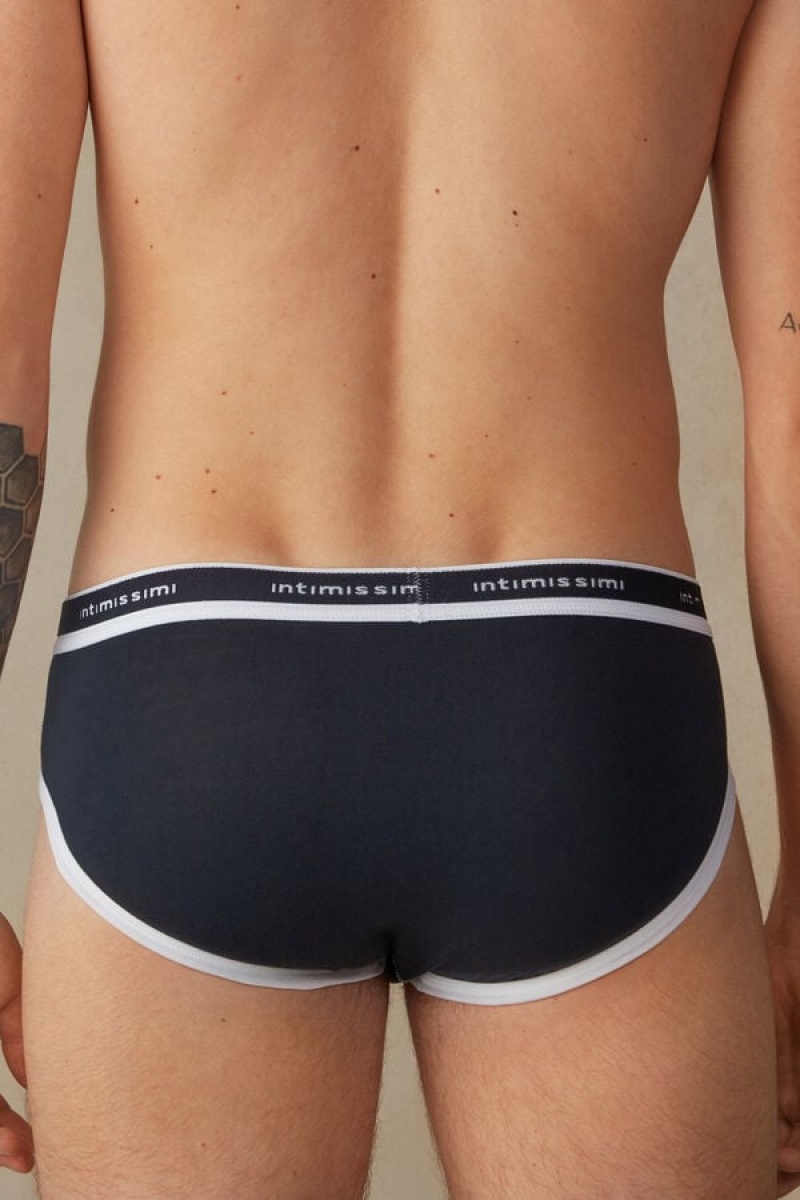 Chiloți Barbati Intimissimi Stretch Supima® Bumbac with Logo Detail Albastri Albi | RO CE2687