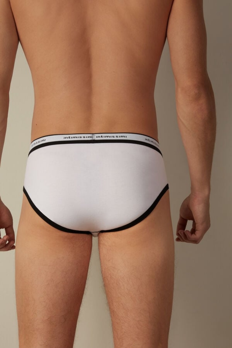 Chiloți Barbati Intimissimi Stretch Supima® Bumbac with Logo Detail Albi Negrii | RO GL2695