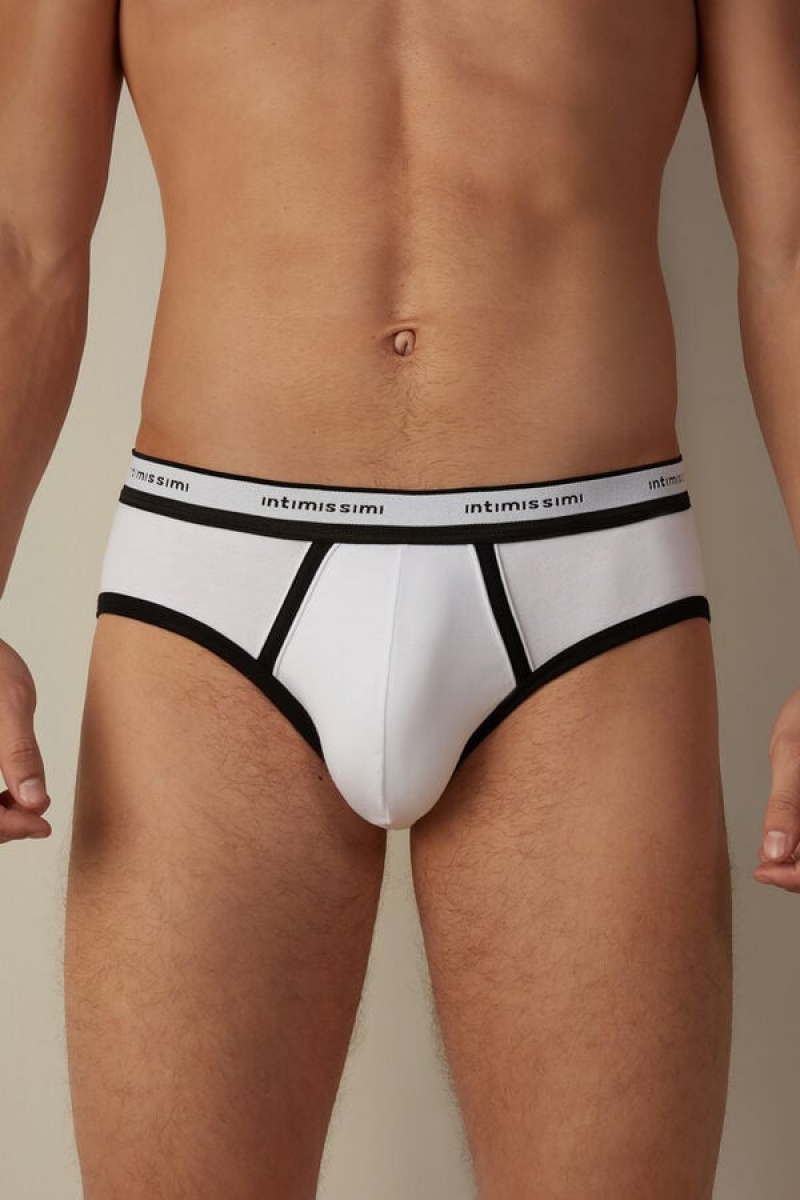 Chiloți Barbati Intimissimi Stretch Supima® Bumbac with Logo Detail Albi Negrii | RO GL2695